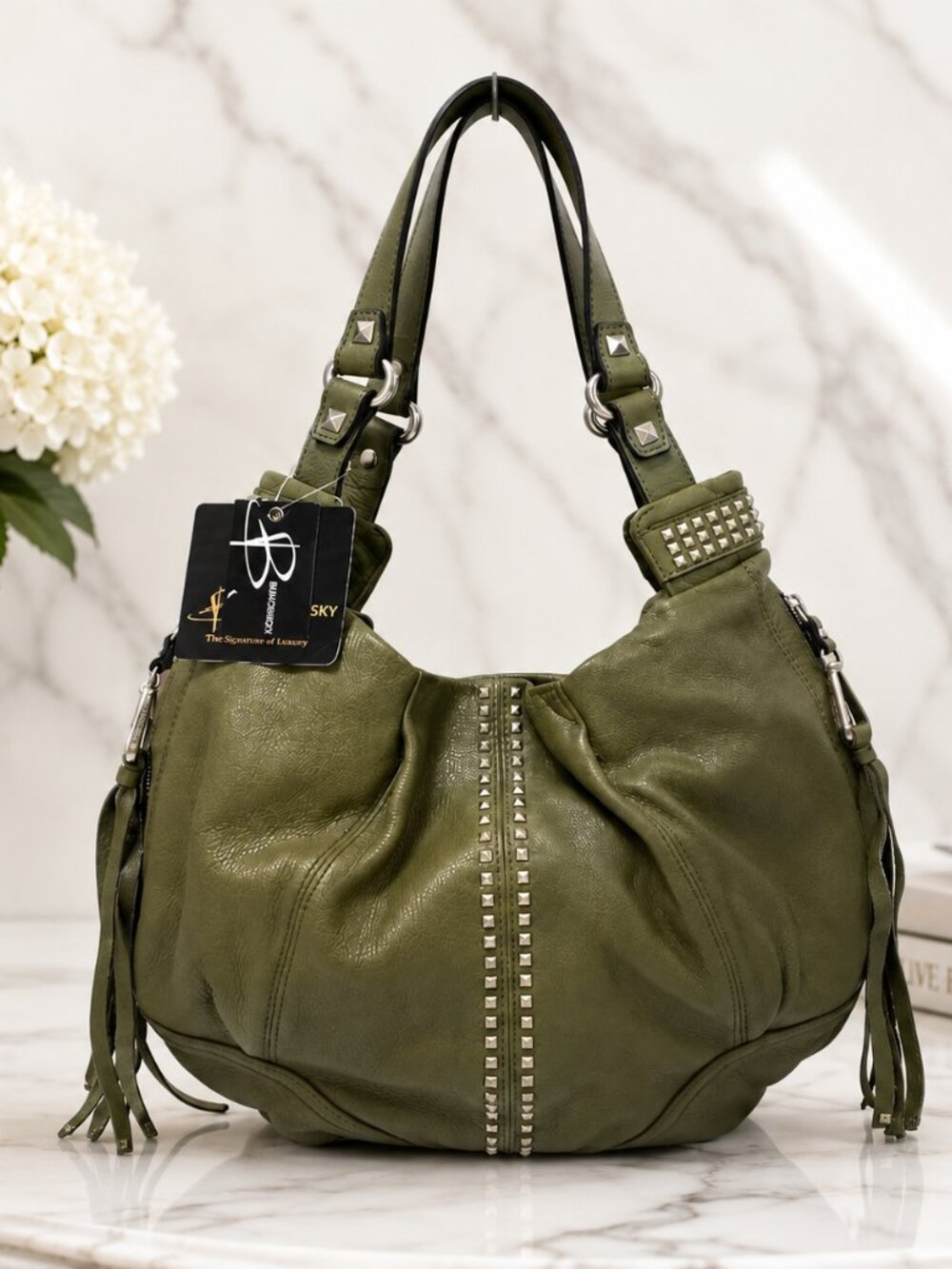 B.Makowsky Nadia Studded Leather Bag
